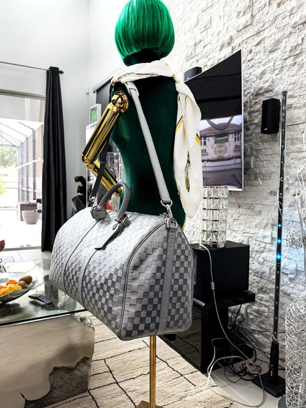 Louis Vuitton Keepall Bandoulière 50 Damier Glitter Silver Printemps Été 2022